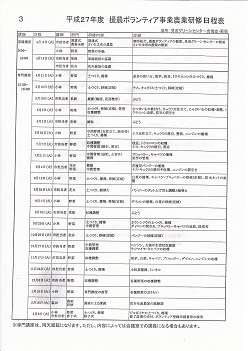 平成２７年　援農ボランティア事業農業研修日程表／さいたま市